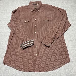 Stetson Shirt Mens Extra Large Red Medallion Wine Flip Cuff Western Rodeo Cowboy